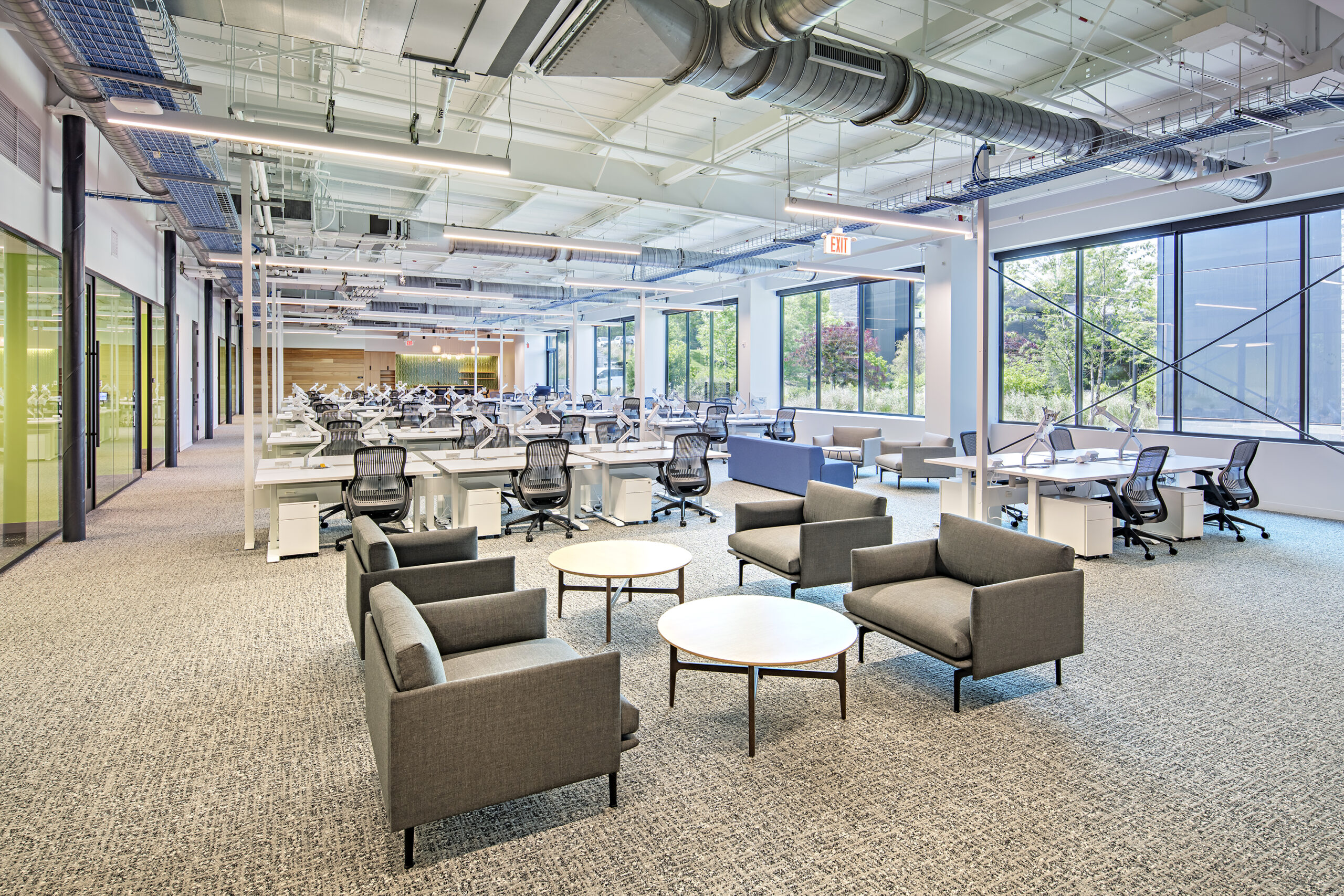 Invitae's open office work area with conference rooms - photo