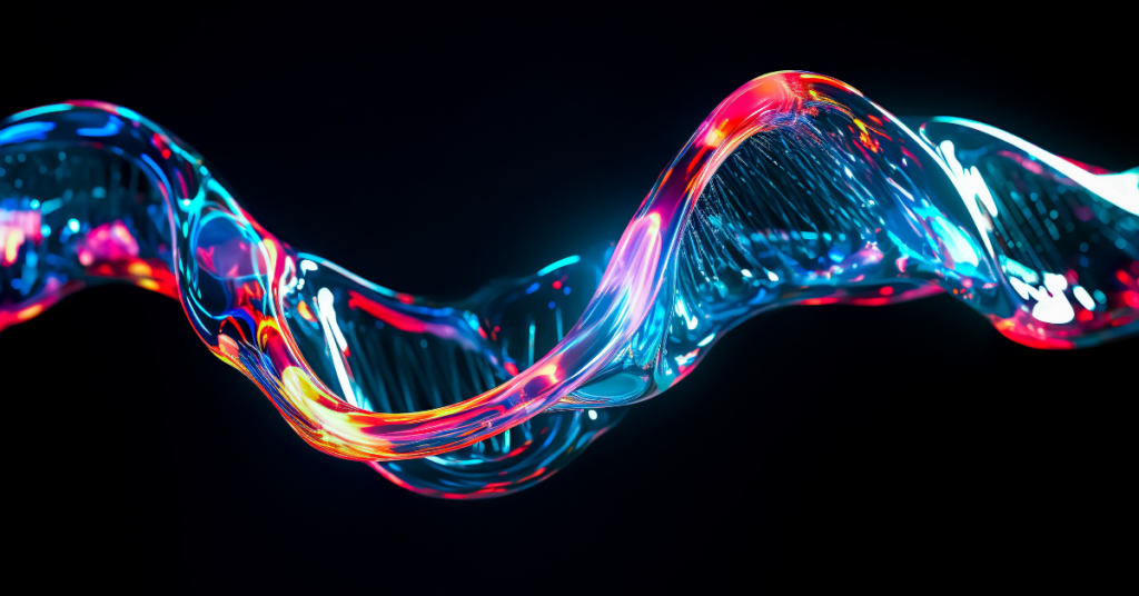 DNA strand on slick black background